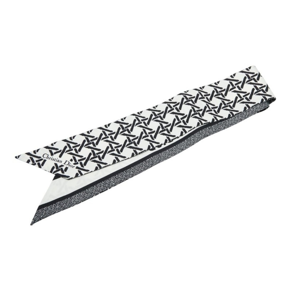 Christian Dior Dior Mitzah all-over print scarf/muffler in white and black silk for women.: --- Catalog ---Category: SizeSize (LxW): 6.5cm x 97.5cm / 2.55'' x 38.38''Category: DesignType: ScarfColor: Black, WhiteGender: WomenMaterial: Silk Category: GeneralBrand: Christian Dior--- Item List