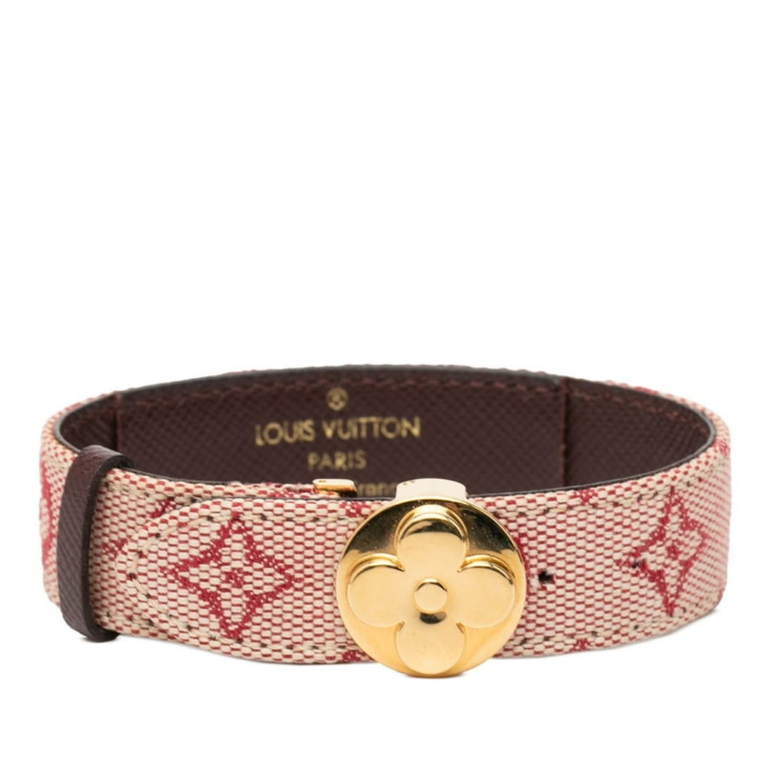 Louis Vuitton Monogram Mini Good Luck Bracelet M64459 Beige and Red Canvas Leather Women's LOUIS (1 of 11)
