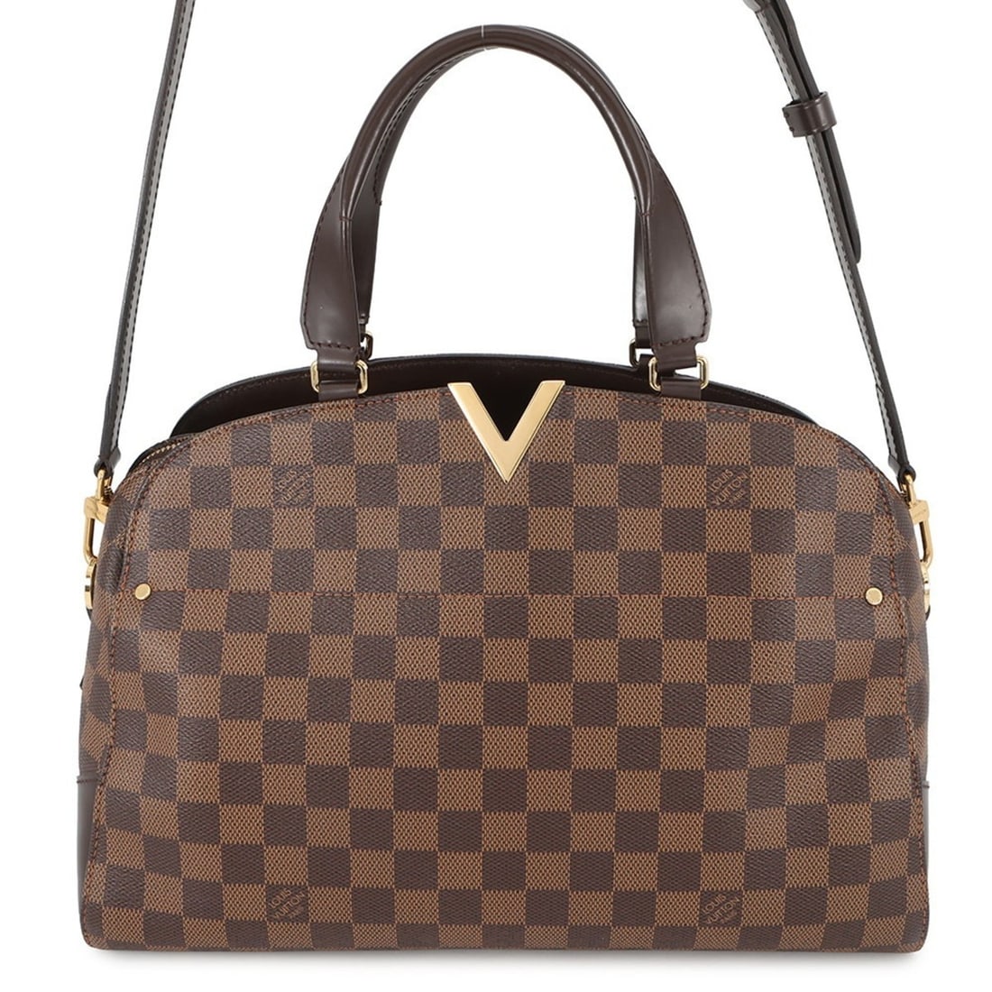 Louis Vuitton Damier Ebene Kensington Bowling Handbag N41505 LOUIS VUITTON 2-way bag: --- Catalog ---Category: SizeSize (HxWxD): 23cm x 34cm x 14cm / 9.05'' x 13.38'' x 5.51''Category: DesignType: HandbagColor: Beige, Brown, Damier CanvasGender: WomenMaterial: Exotic leather Category: