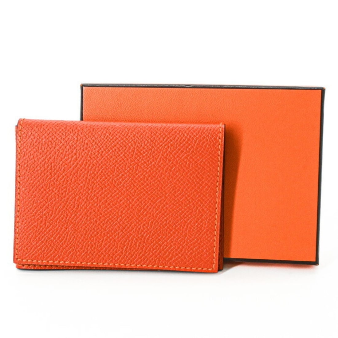 HERMES Creunezet Business Card Case, Orange, Epsom Leather, #X (1 of 14)