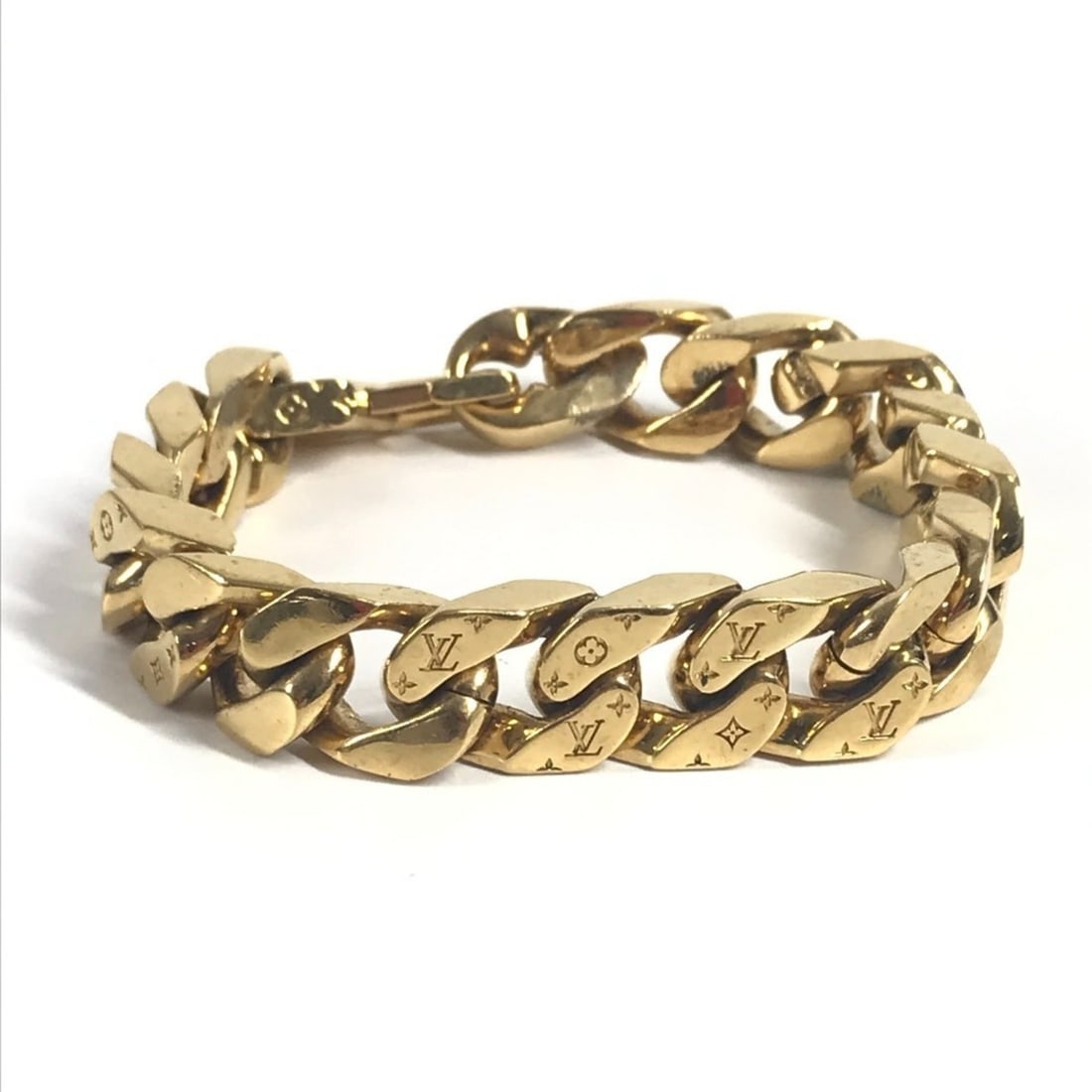 LOUIS VUITTON M00306 Monogram Chain Link Bracelet, Metal, Gold, for Men and Women (1 of 13)