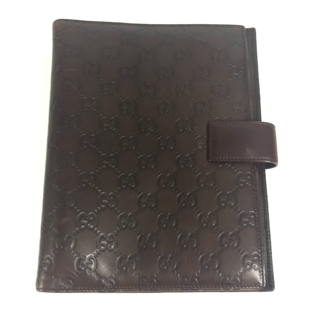 GUCCI 115239 Guccissima Logo GG Stationery Bifold Case/Notebook Cover in Shimmer Leather, Brown, for: --- Catalog ---Category: DesignSize: Personal sizeColor: BrownGender: Men,Women,UnisexMaterial: GG leather Category: GeneralBrand: GucciCountry of Origin: ItalyCategory: Physical PropertiesSize (HxWxD