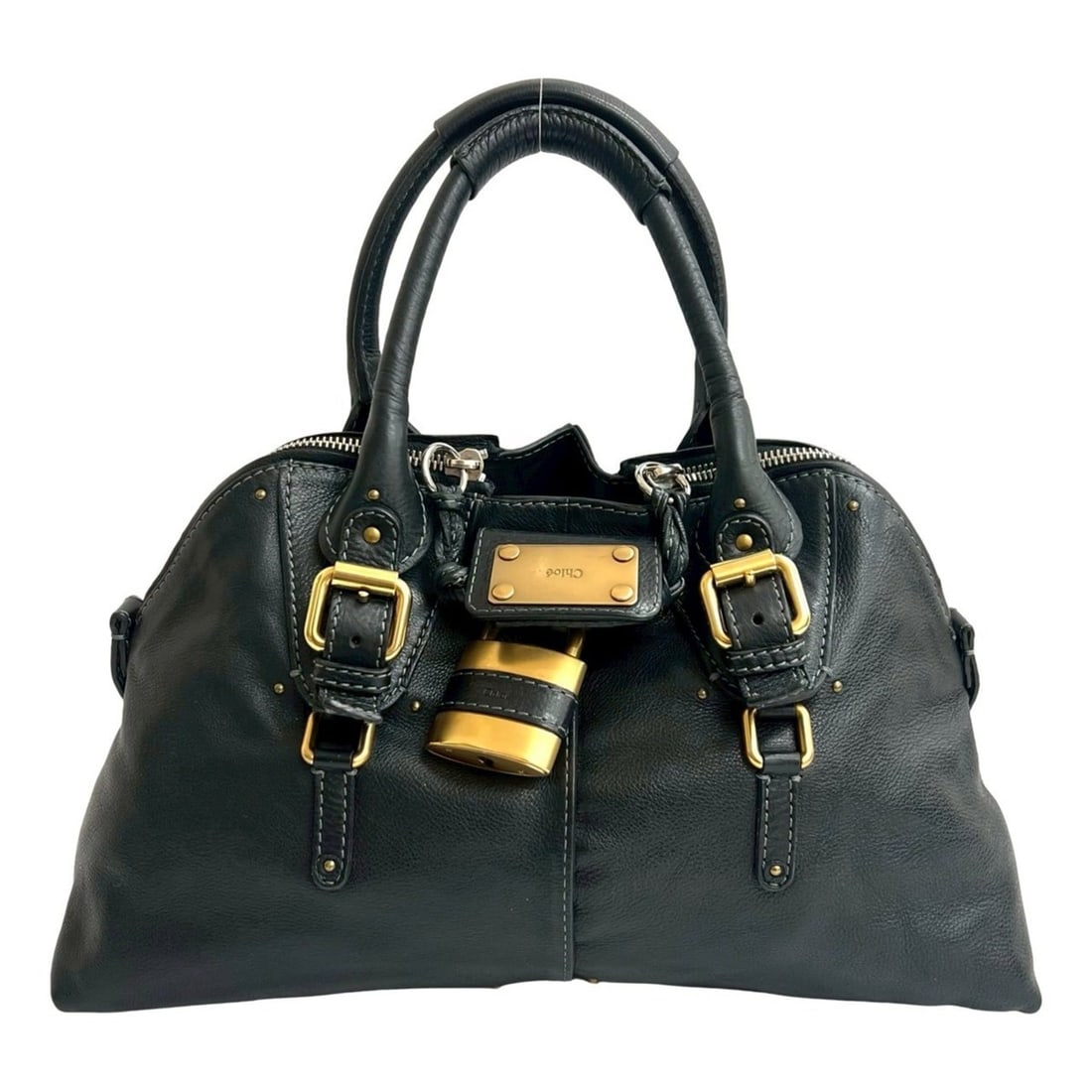 Chloé Chloe Paddington Padlock Leather Handbag Tote Bag in Black (18734) (1 of 15)
