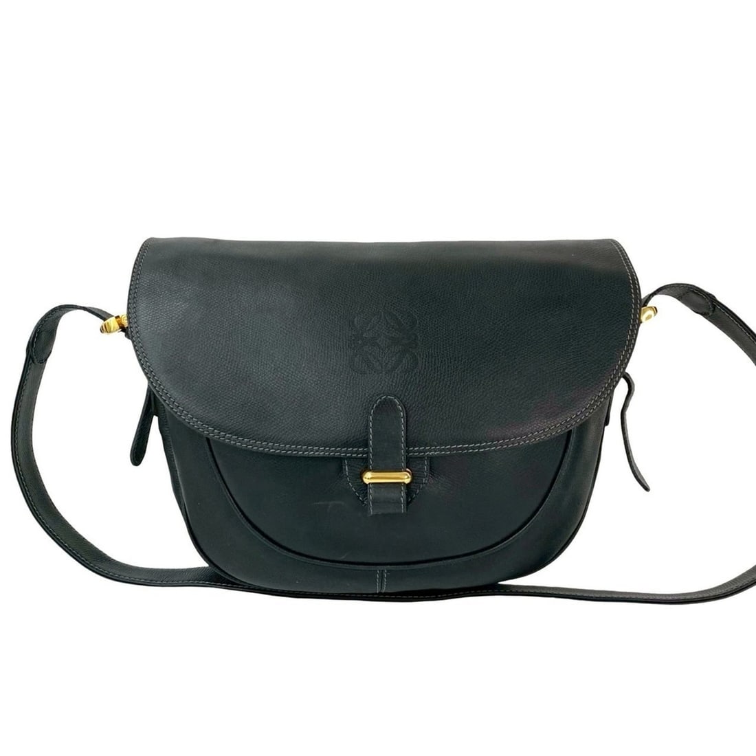LOEWE Anagram Leather Shoulder Bag/Pochette/Sacoche in Black (54459) (1 of 18)