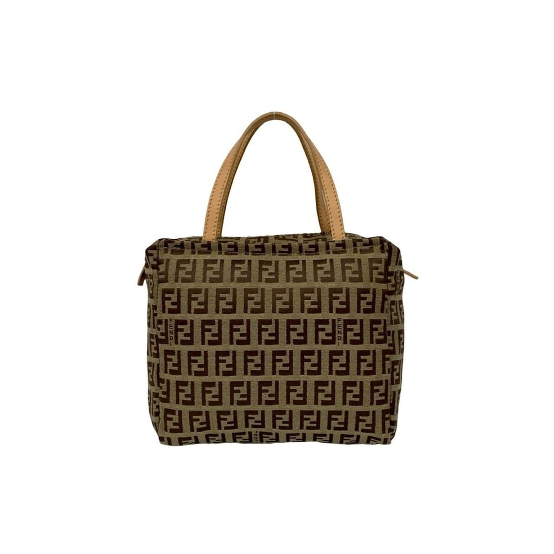 FENDI Zucchino FF Canvas and Leather Handbag Mini Tote Bag Brown Khaki Beige 78721 (1 of 12)