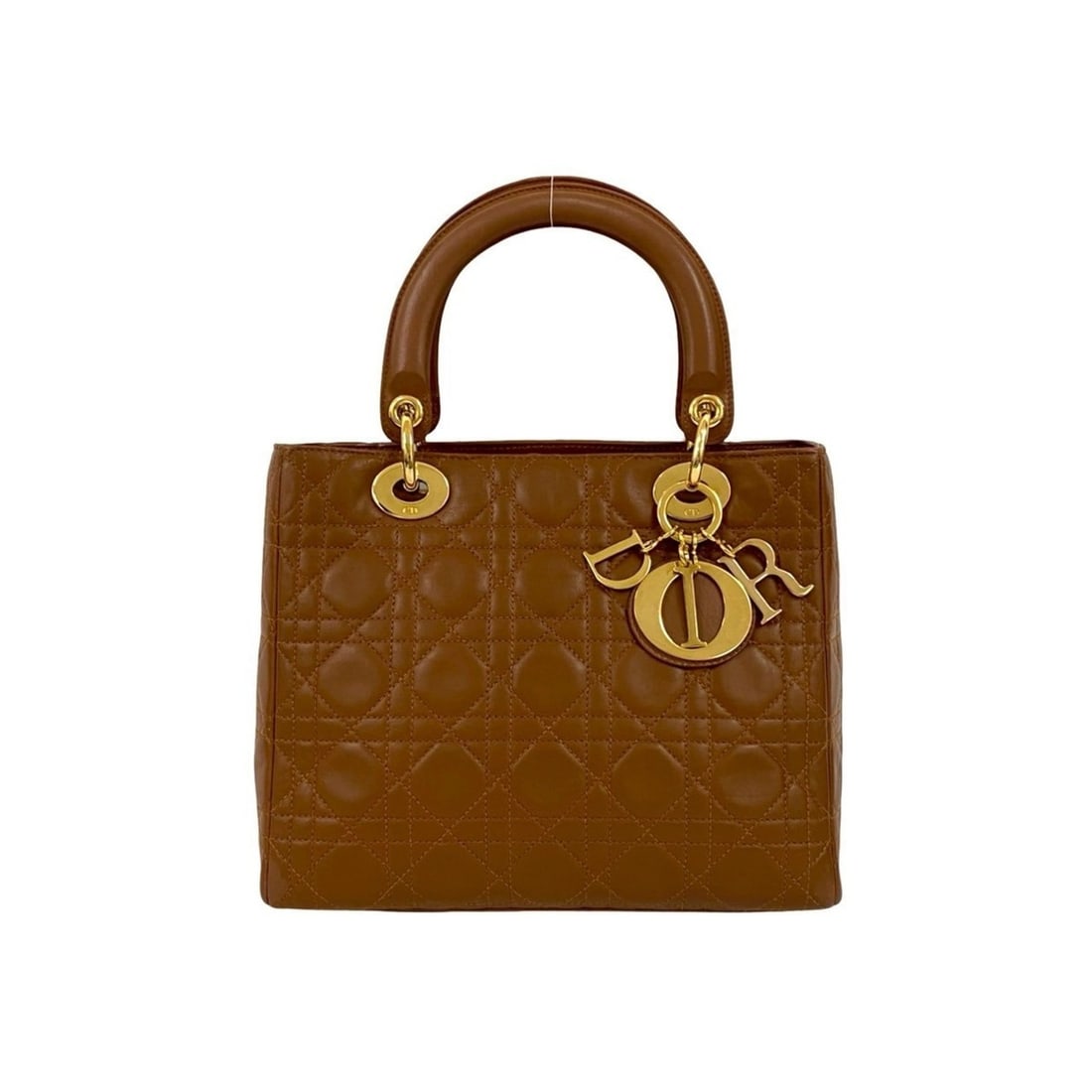 Christian Dior Lady Cannage Lambskin Leather Handbag/Mini Tote Bag, Brown, h10-2: --- Catalog ---Category: SizeSize (HxWxD): 20cm x 24cm x 11cm / 7.87'' x 9.44'' x 4.33''Category: DesignType: Handbag, Tote bagColor: BrownGender: WomenMaterial: Leather Leather/Fur Type: LambskinCate