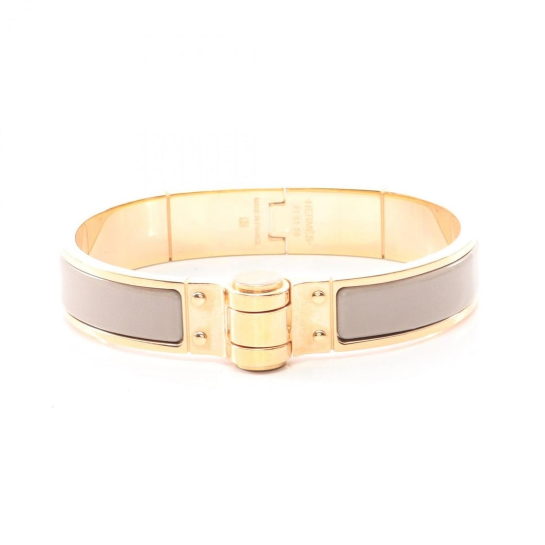 Hermes Hermès Charnière PM Bangle, Gold-Plated and Enameled, Women's, Gold Pink (1 of 10)