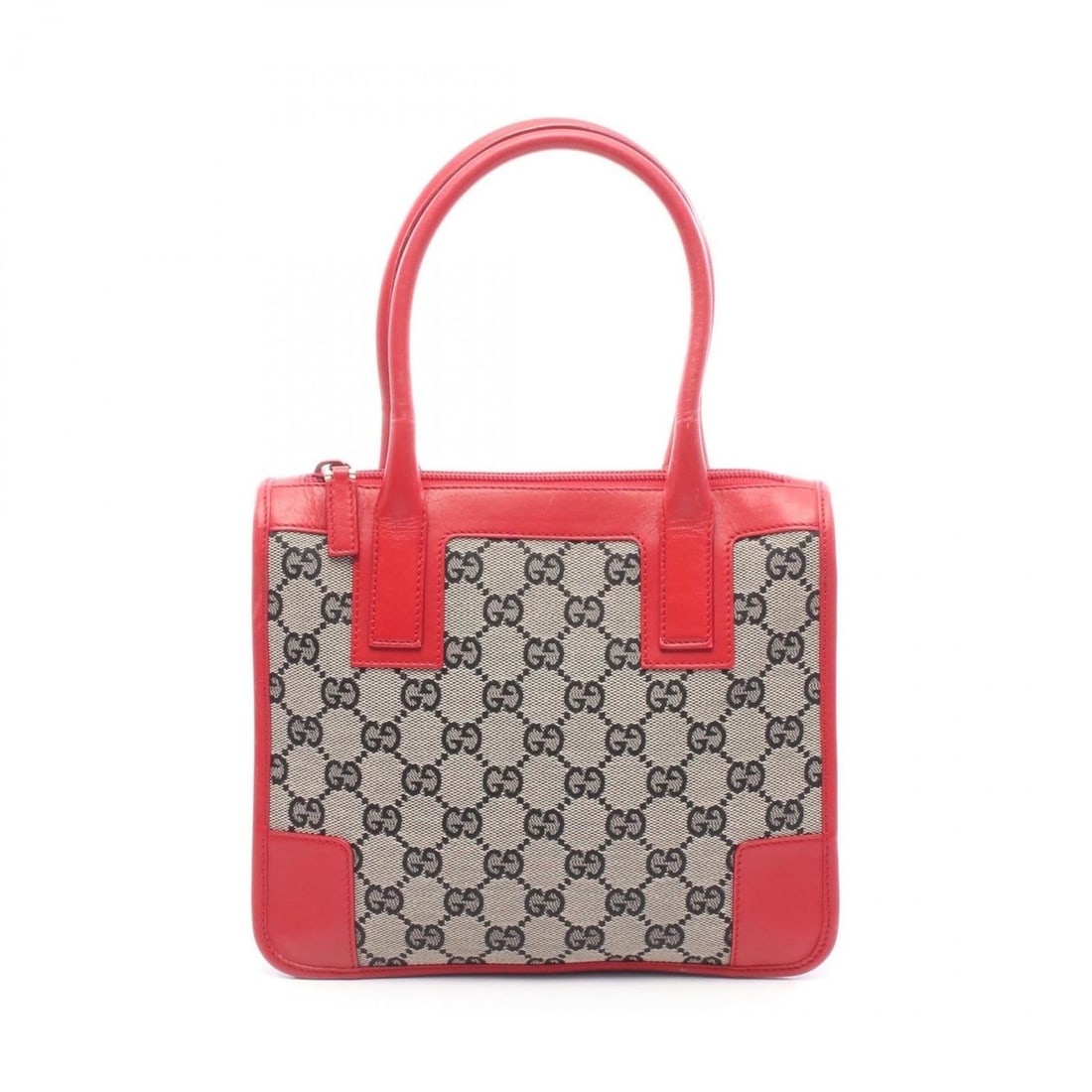 Gucci GG Canvas Handbag, and Leather, Women's, Navy, Beige, Red, 000-0856: --- Catalog ---Category: SizeSize (HxWxD): 19cm x 22.5cm x 7cm / 7.48'' x 8.85'' x 2.75''Handle Length: 35cm / 13.77''Category: DesignType: HandbagColor: Beige, Navy, Red colorGender: WomenMaterial: G