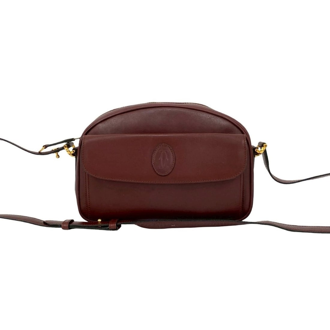 CARTIER Must Line Leather Mini Shoulder Bag Pochette Wine Red 1060c (1 of 10)