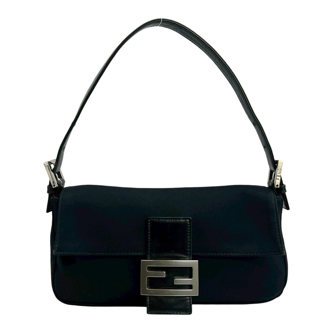FENDI Mamma Bucket FF Leather Jersey Mini Handbag in Black 25345 (1 of 10)
