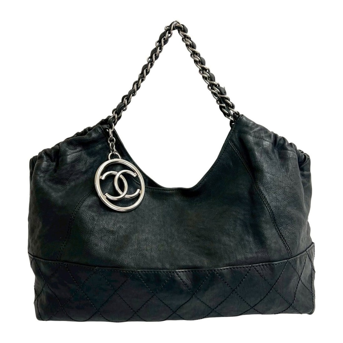 CHANEL Matelasse Coco Mark Leather Chain Tote Bag, Black, 39366 (1 of 18)