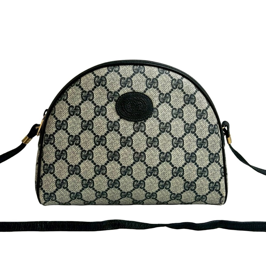 GUCCI Old Gucci GG Leather Shoulder Bag Pochette Sacoche Navy 37105: --- Catalog ---Category: SizeSize (HxWxD): 17cm x 21.5cm x 6cm / 6.69'' x 8.46'' x 2.36''Category: DesignType: Pochette, Shoulder bagColor: NavyGender: WomenMaterial: Leather , PVC Category: GeneralBr