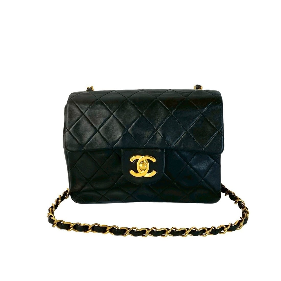 CHANEL Matelasse Coco Mark Lambskin Chain Mini Shoulder Bag, Black, 36296 (1 of 18)