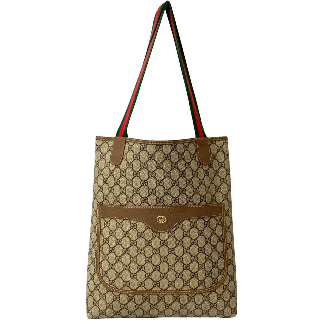 GUCCI Old Gucci Sherry Line GG Leather Tote Bag Handbag Brown 212-3 (1 of 19)