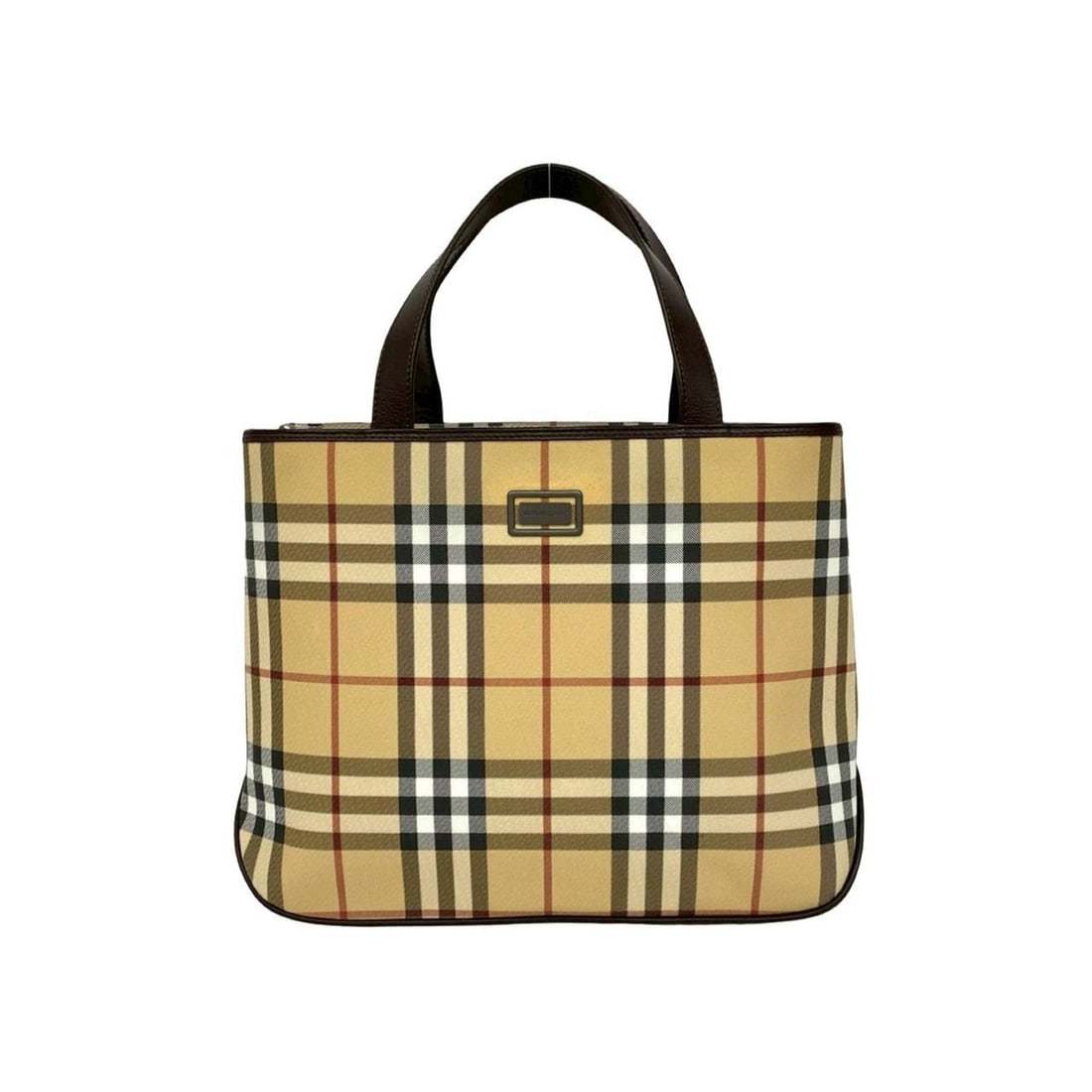 BURBERRY Nova Check Leather Handbag Mini Tote Bag Beige Brown 63862 (1 of 12)