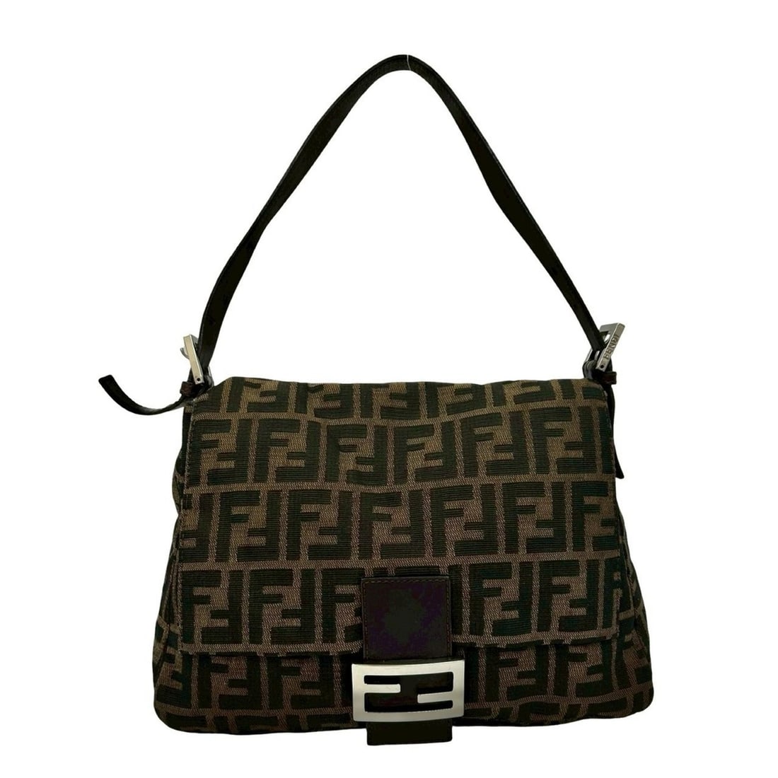 FENDI Mamma Bucket Zucca FF Leather Canvas One-Shoulder Bag/Semi-Shoulder Bag Brown 62752 (1 of 17)