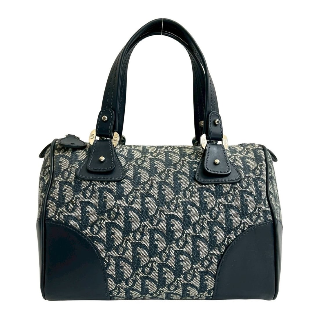 Christian Dior Trotter Print Canvas and Leather Handbag/Mini Boston Bag, Navy, 40618 (1 of 15)