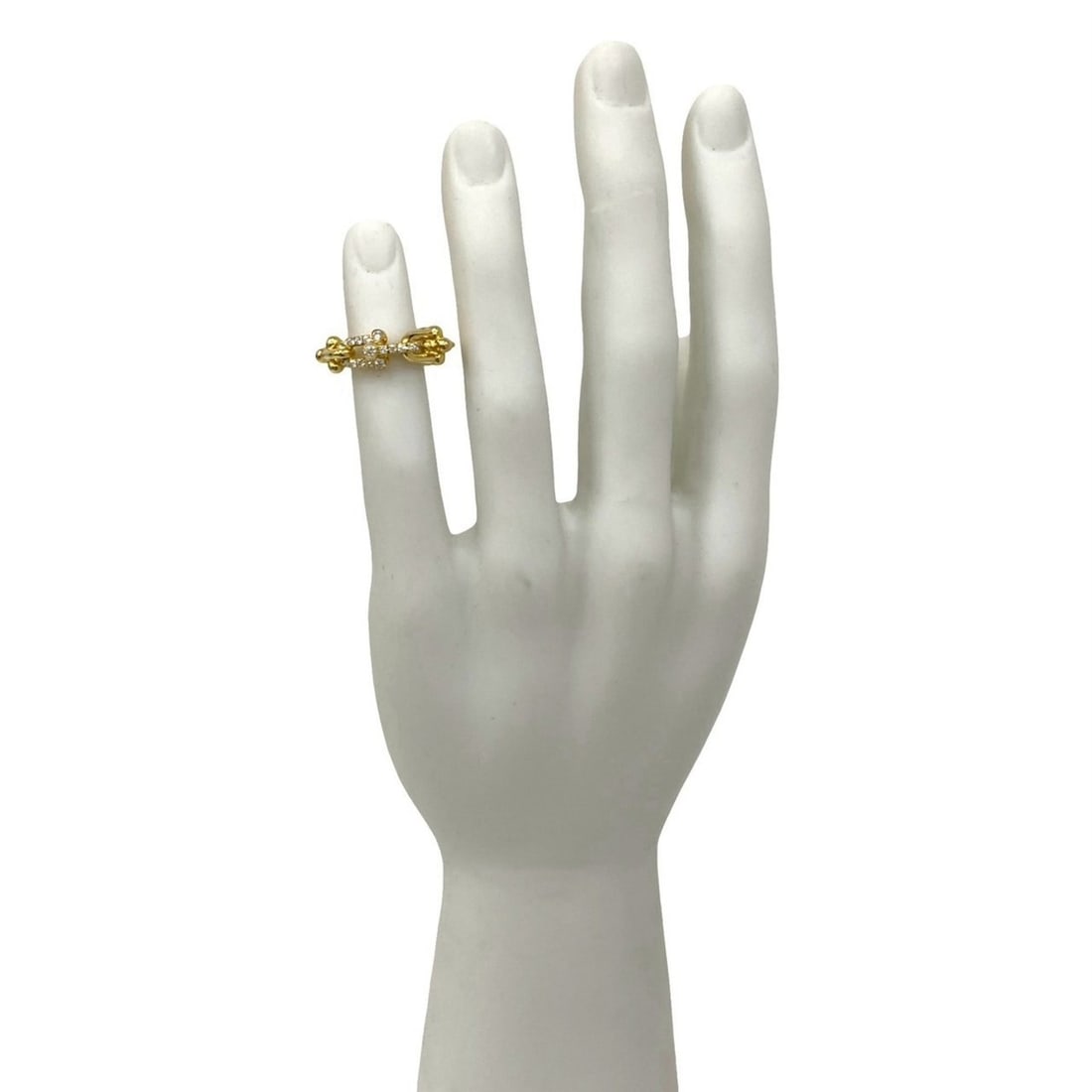 TIFFANY & Co. Tiffany HardWear Small Link Ring, 18K Gold with Diamonds, Size 5, 39471 (1 of 14)