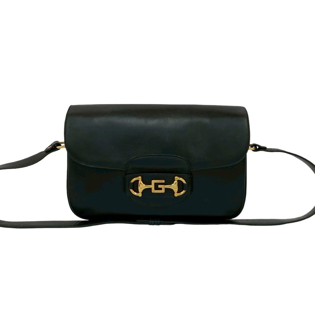 GUCCI Old Gucci G Horsebit Calf Leather Semi-Shoulder Bag Black 22535 (1 of 15)