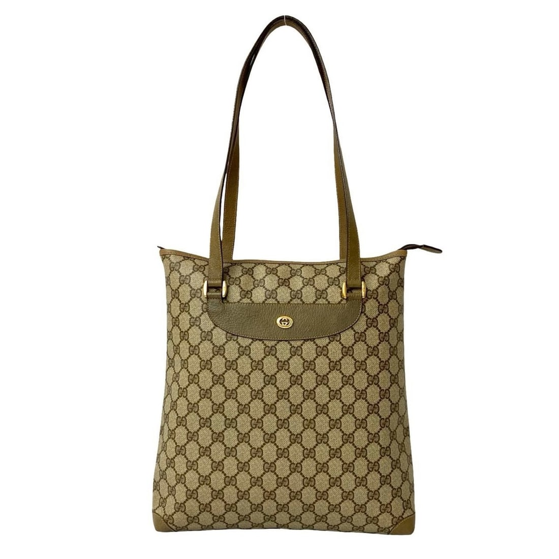 GUCCI Old Gucci GG Leather Tote Bag, Handbag, Semi-Shoulder Brown, 28946: --- Catalog ---Category: SizeSize (HxWxD): 33cm x 30cm x 8.5cm / 12.99'' x 11.81'' x 3.34''Category: DesignType: Handbag, Shoulder bag, Tote bagColor: BrownGender: WomenMaterial: Leather , PVC Categor