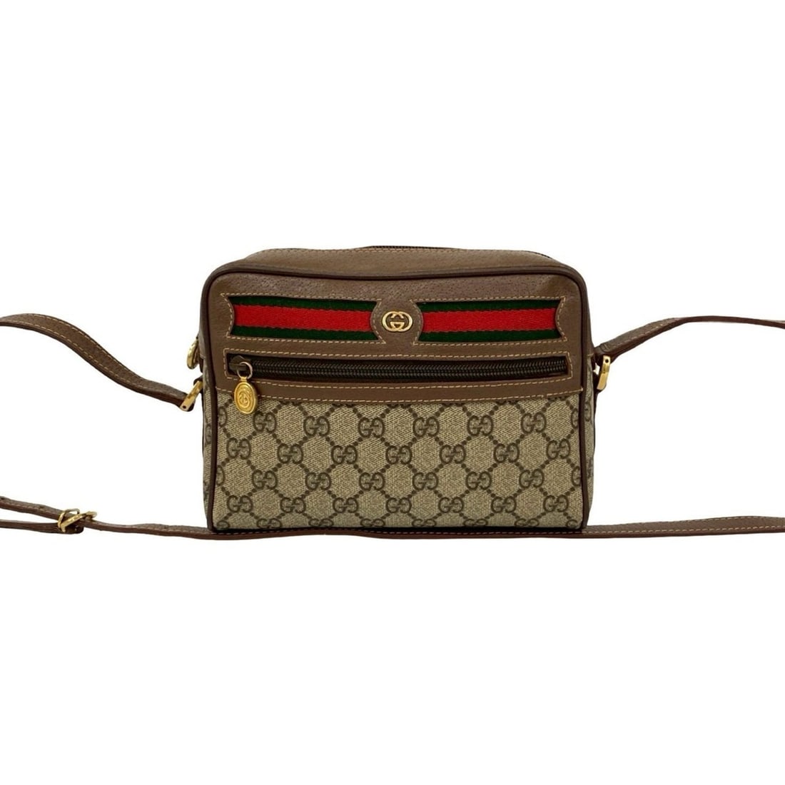 GUCCI Old Gucci Sherry Line GG Leather Shoulder Bag Pochette Brown 28887 (1 of 19)