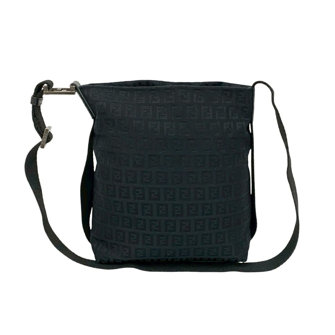 FENDI Zucchino FF Canvas, Nylon, and Leather Semi-Shoulder Bag/Tote Bag, Black, 04471: --- Catalog ---Category: SizeSize (HxWxD): 25cm x 21.5cm x 11cm / 9.84'' x 8.46'' x 4.33''Category: DesignType: Shoulder bag, Tote bagColor: BlackGender: WomenMaterial: Canvas , Nylon , Leather Catego