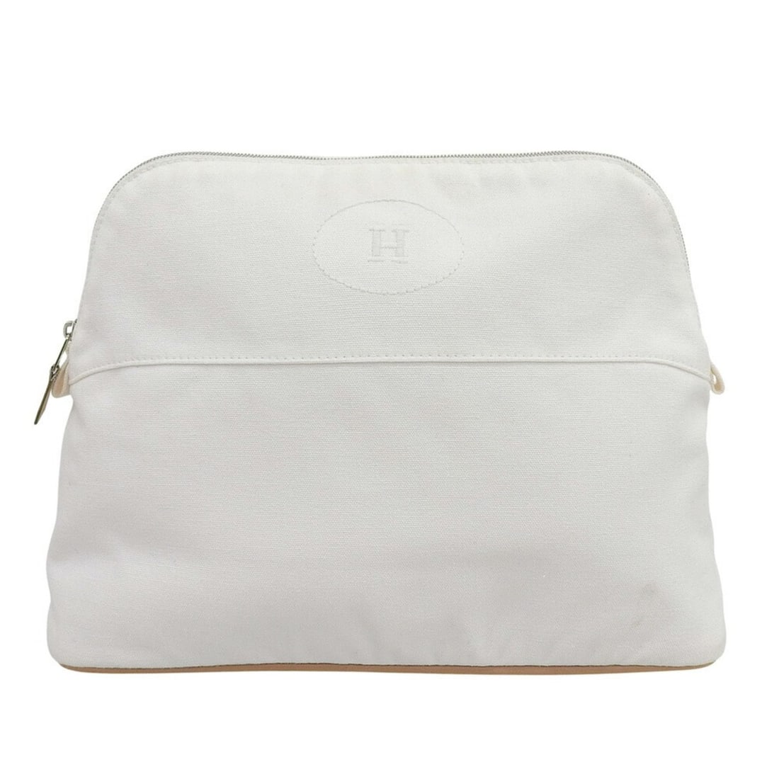 Hermes Hermès Bolide Pouch GM 31 Canvas White: --- Catalog ---Category: SizeSize (HxWxD): 23cm x 30cm x 11.5cm / 9.05'' x 11.81'' x 4.52''Category: DesignType: PouchColor: WhiteGender: WomenMaterial: Canvas Category: GeneralBrand: Hermes--- Item