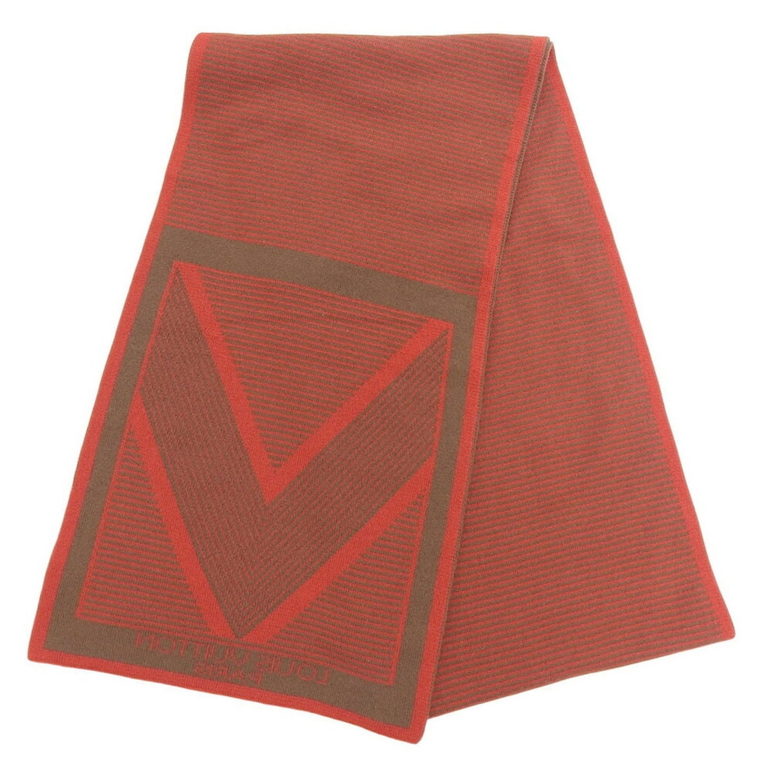 Louis Vuitton striped scarf in red and brown (1 of 17)
