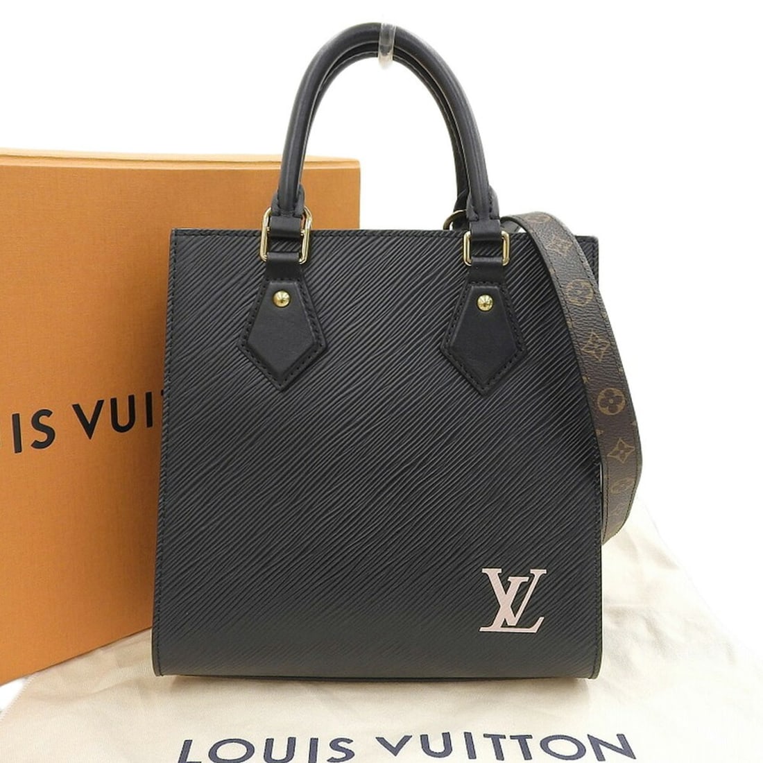 Louis Vuitton Epi Sac Plat BB M20958 Handbag Shoulder Bag Noir LV (1 of 9)