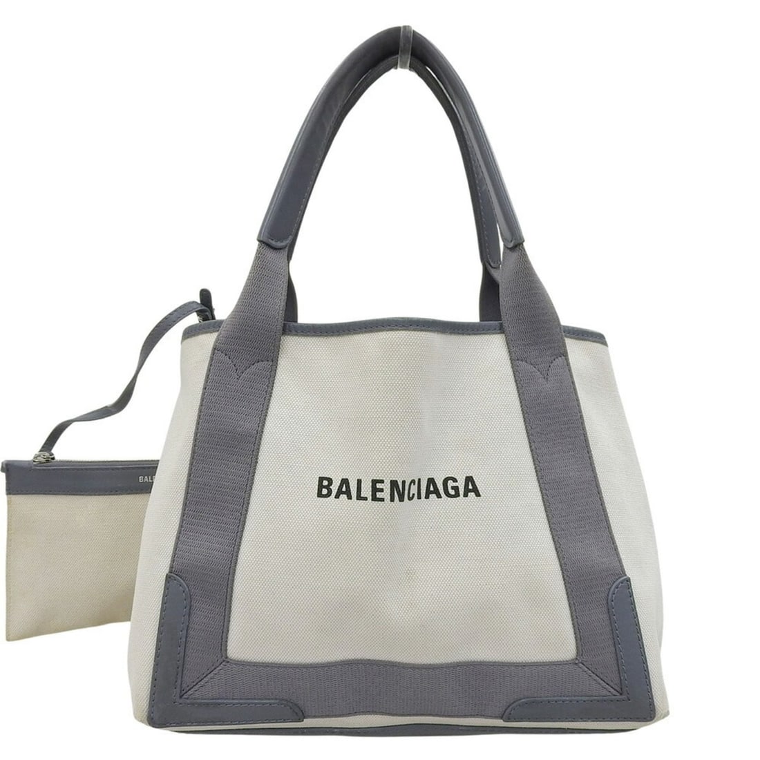 Balenciaga Navy Cabas S 339933 1381 V 002123 Hand Tote Bag Canvas Leather White Gray: --- Catalog ---Category: SizeSize (HxWxD): 23cm x 30cm x 17cm / 9.05'' x 11.81'' x 6.69''Category: DesignType: Pouch, Tote bagColor: Gray, WhiteGender: Women,MenMaterial: Canvas , Leather Category: