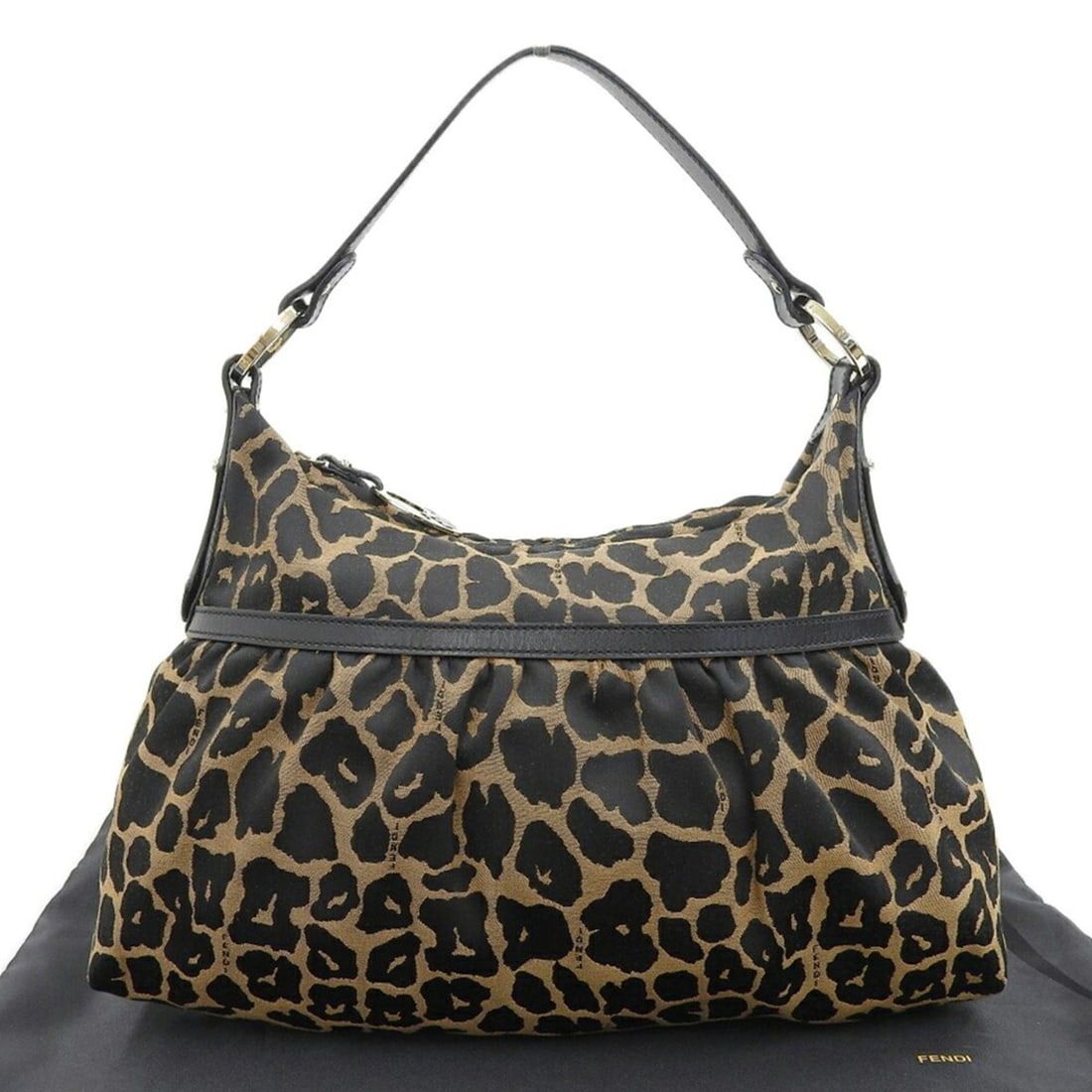 Fendi FENDI 8BR448-GT6 119-2354 Bag Canvas Leather Brown Black Leopard Print (1 of 10)