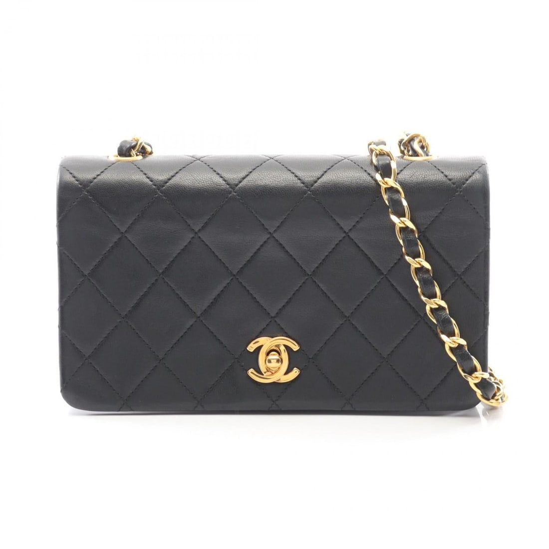 CHANEL Mini Matelasse Full Flap Shoulder Bag/Handbag in Lambskin Leather, Black (1 of 17)