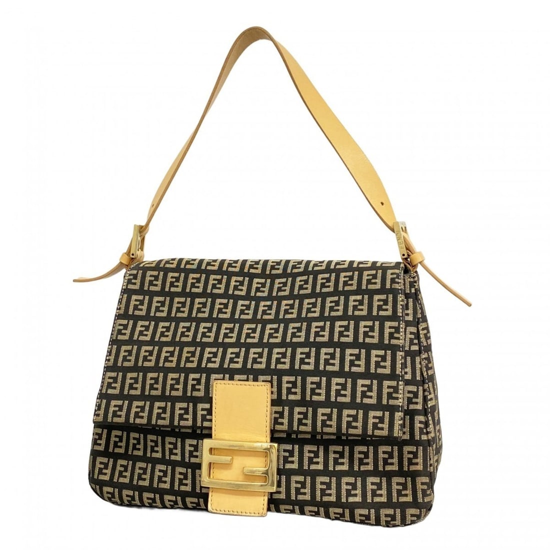Fendi Zucchino Mamma Bucket Handbag in Nylon Canvas, Black and Beige, Women's, P2310110 (1 of 13)