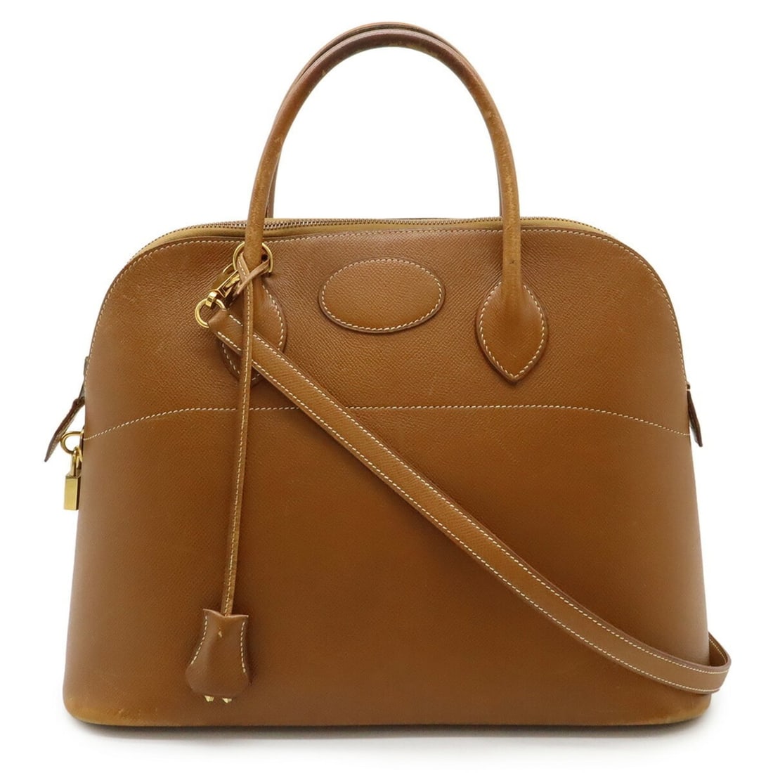 HERMES Bolide 37 Handbag/Shoulder Bag, Couchvel Leather, Gold and Brown, with Z Stamp (1 of 10)