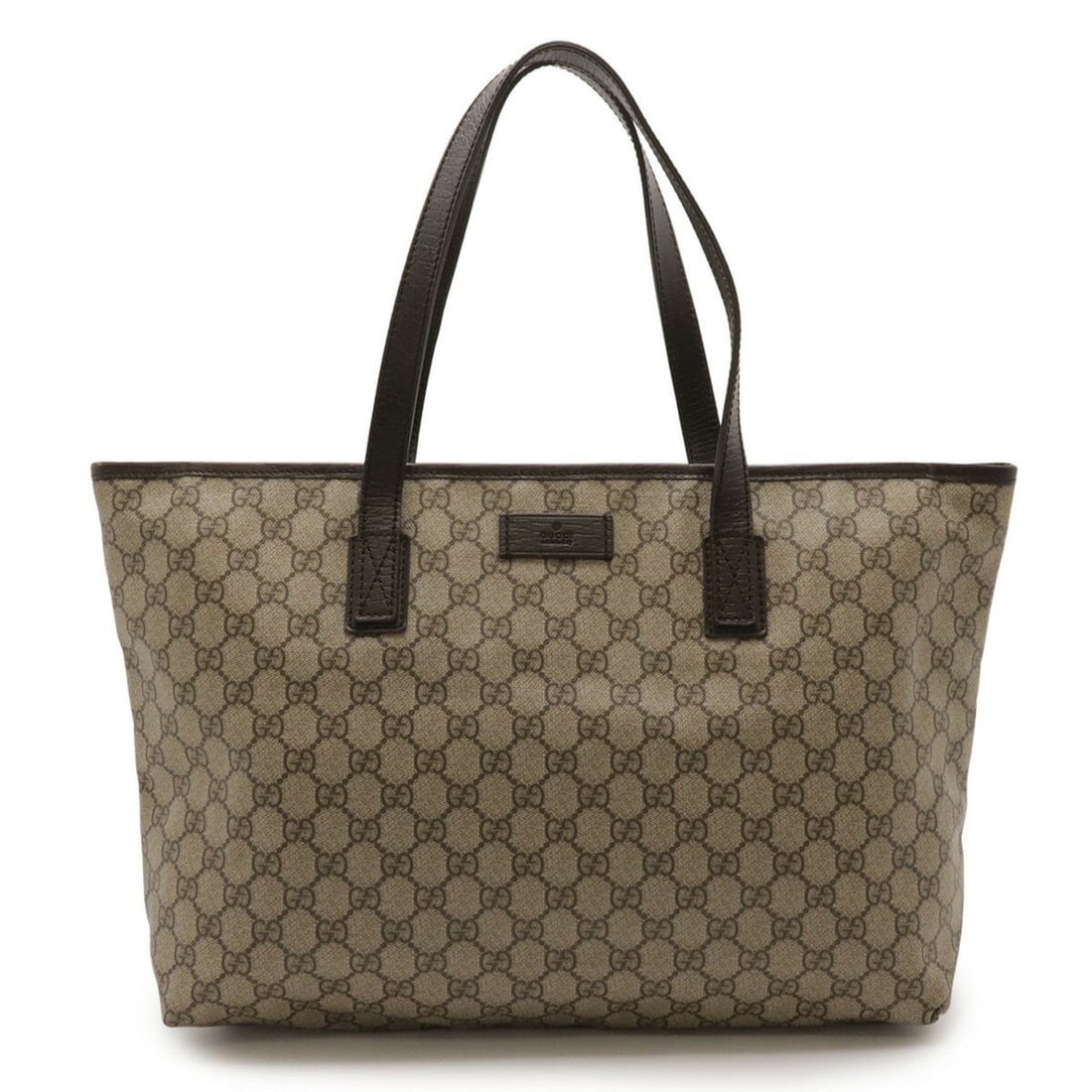 GUCCI GG Supreme Tote Bag Shoulder PVC Leather Beige Dark Brown 181084: --- Catalog ---Category: SizeSize (HxWxD): 27.5cm x 37cm x 11cm / 10.82'' x 14.56'' x 4.33''Category: DesignType: Shoulder bag, Tote bagColor: Beige, Beige brown, Dark brownGender: Women,MenMaterial:
