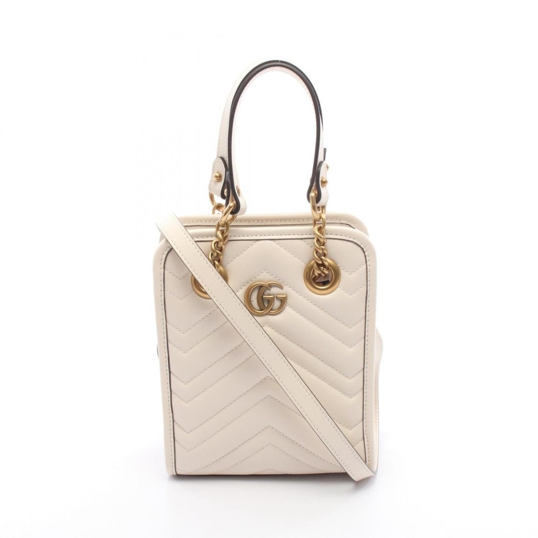 Gucci GG Marmont Handbag, Leather, Women's, White, 696123 (1 of 20)