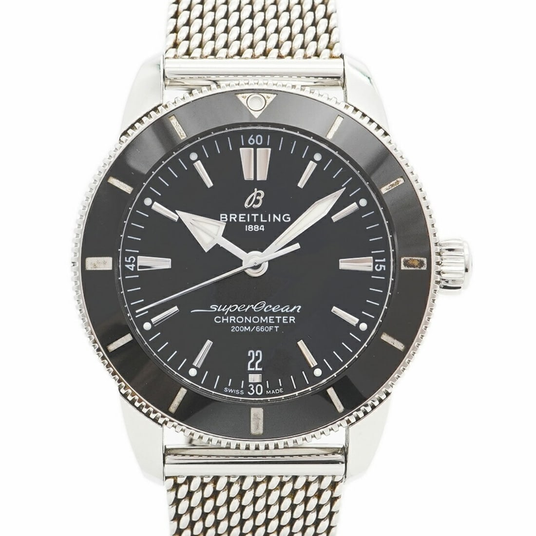 Breitling Superocean Heritage AB2030 Black Dial Men's Watch: --- Catalog ---Category: SizeWrist Size: 17cm / 6.69''Case Diameter: 44mm / 1.73''Category: DesignType: WristwatchGender: MenColor (Dial): BlackMaterial (Band): Stainless steelCategory: GeneralMPN: AB