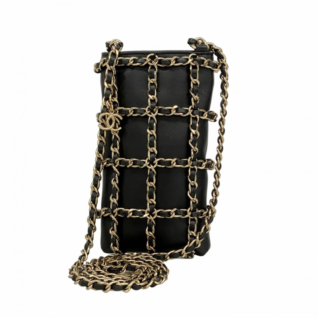 Chanel Shoulder Bag Chain Lambskin Black Women's (1 of 9)