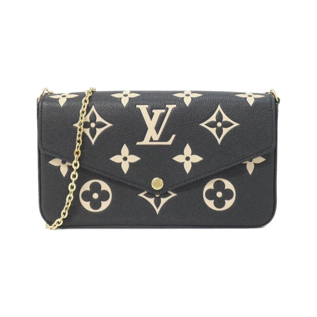 Louis Vuitton Two-Tone Monogram Empreinte Pochette Felicie M80482 Shoulder Bag: --- Catalog ---Category: SizeSize (HxWxD): 12cm x 21cm x 3cm / 4.72'' x 8.26'' x 1.18''Category: DesignType: Pochette, Shoulder bagColor: Beige, Bicolor, BlackGender: WomenMaterial: Leather