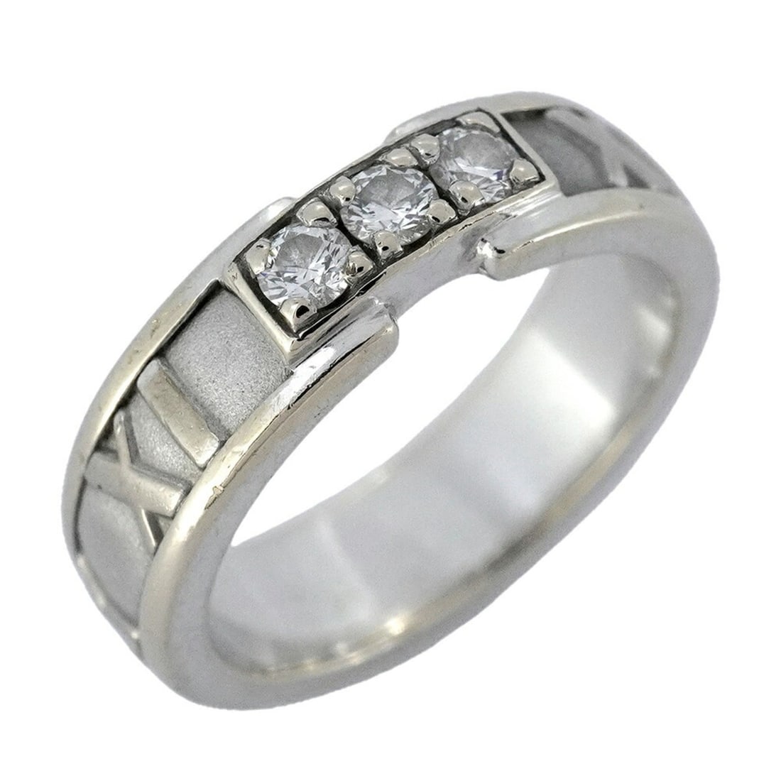 Tiffany Atlas 3PD Ring, 18K White Gold with Diamonds, Size 10.5, Women's: --- Catalog ---Category: SizeJP Size: 10.5US Size: 5.5Category: DesignType: Band ringStone: DiamondGender: WomenMaterial: White gold (18K)Category: GeneralBrand: Tiffany--- Item List ---Section: Condi