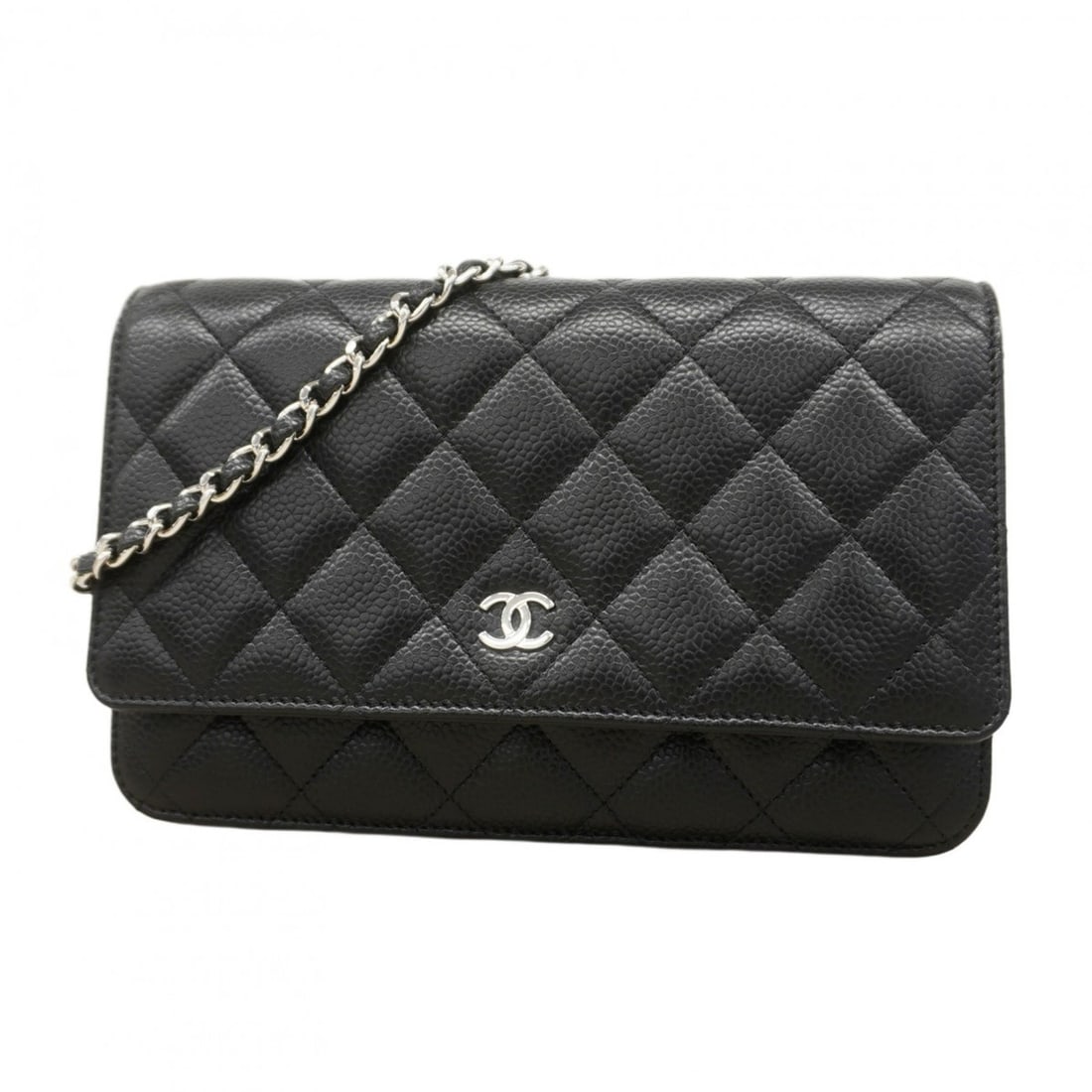 Chanel Matelasse Chain Shoulder Wallet in Caviar Leather, Black, Women's (1 of 11)
