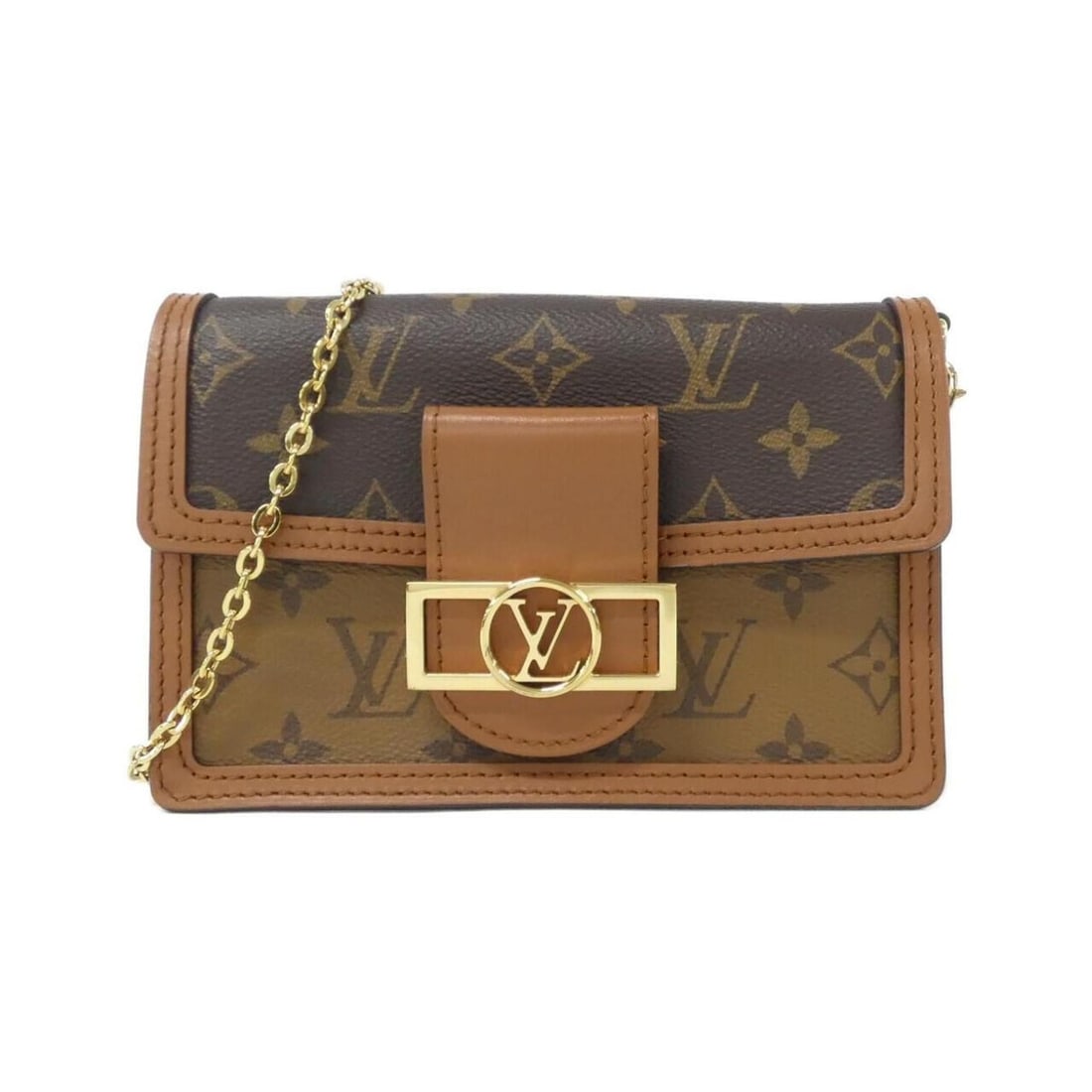 Louis Vuitton Monogram Reverse Portefeuille Dauphine M68746 Chain Wallet: --- Catalog ---Category: SizeSize (HxWxD): 12cm x 19cm x 5cm / 4.72'' x 7.48'' x 1.96''Category: DesignType: Chain/Shoulder walletColor: BrownGender: WomenMaterial: Coated canvas Category: