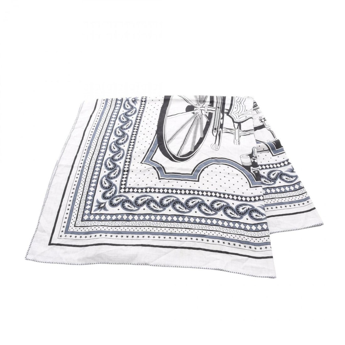 Hermes Hermès Carré Jean 140 Carriage Wheel Scarf/Muffler, Silk, Cashmere, Women's, Gray, Black,: --- Catalog ---Category: SizeSize (LxW): 1.36m x 1.36m / 53.54'' x 53.54''Category: DesignType: ScarfColor: Black, Blue, GrayGender: WomenMaterial: Silk , Cashmere Category: GeneralBrand: Hermes---