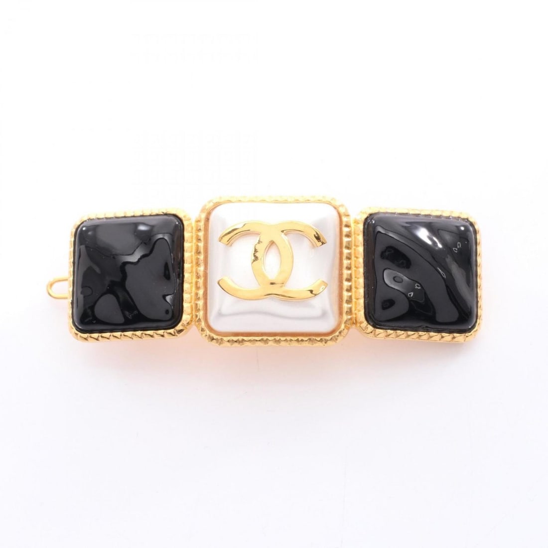 CHANEL Gripoa Coco Mark Barrette Accessory, GP (Gold Plated), Faux Pearl, Glass, Women's, Gold,: --- Catalog ---Category: SizeSize (LxW): 2.5cm x 6.7cm / 0.98'' x 2.63''Category: DesignType: BarretteColor: Black, Gold, WhiteGender: WomenMaterial: Glass, Gold platingCategory: GeneralBrand: Chanel-