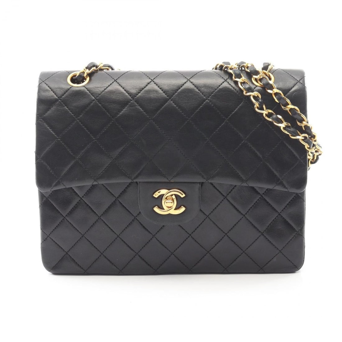 CHANEL Matelasse Double Flap Shoulder Bag/Handbag in Lambskin Leather, Black (1 of 13)