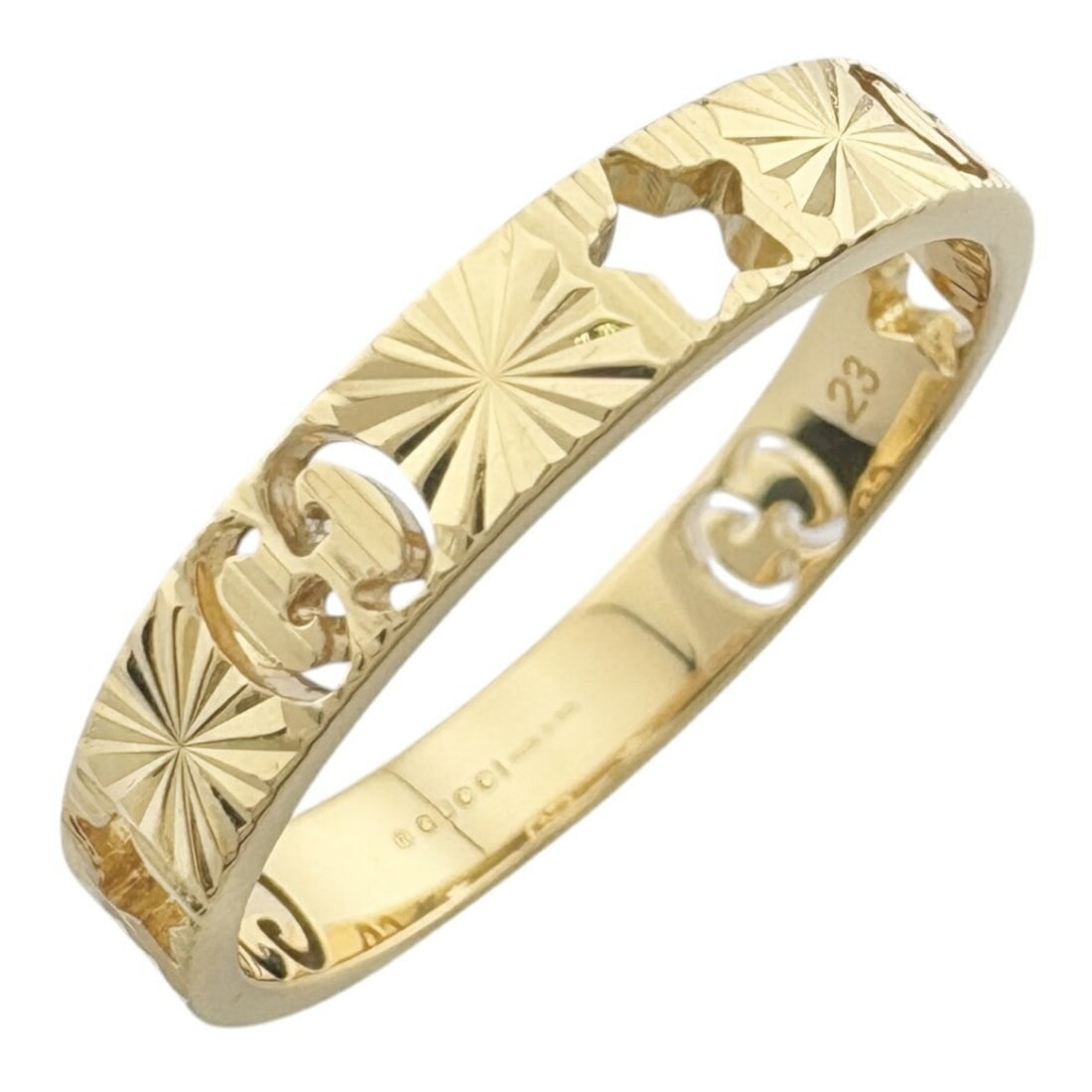 Gucci Icon Star Ring, size 22, 18k gold, men's: --- Catalog ---Category: SizeWidth: 3.5mm / 0.14''Weight: 4.5g / 0.15oz.JP Size: 22US Size: 10.5Category: DesignType: Band ringColor: YellowMetal: GoldGender: MenMetal Purity: 18KCategory: GeneralLine