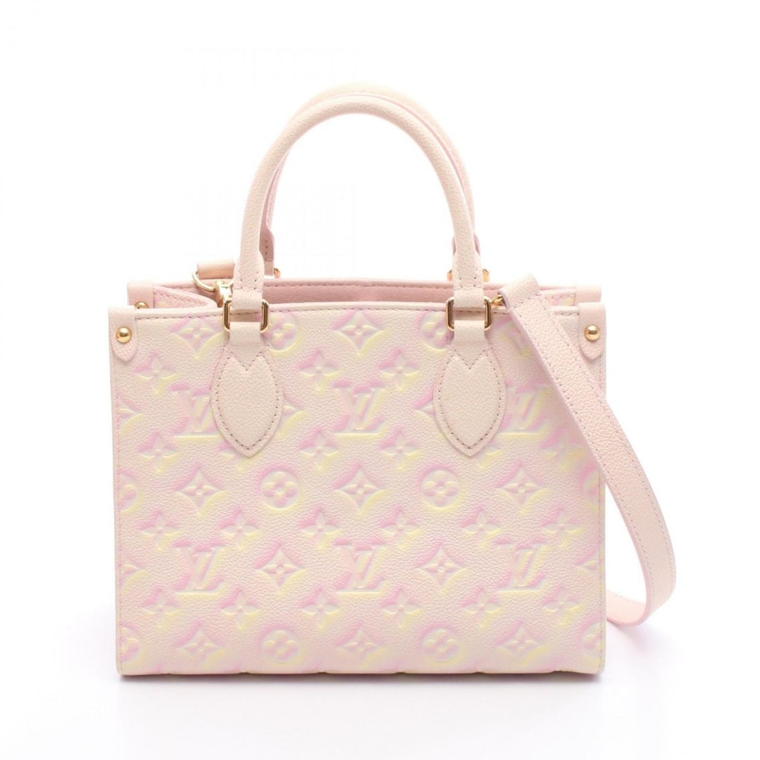 Louis Vuitton On the Go PM Handbag, Monogram Empreinte Leather, Women's, Pink and Yellow, M46168 (1 of 7)