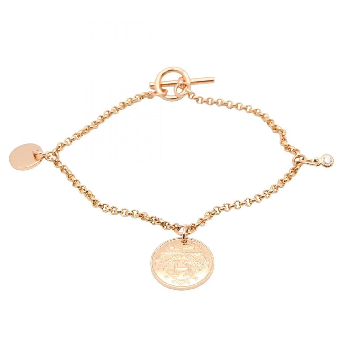 Hermes Hermès Ex Libris Bracelet, 18K Pink Gold, Women's: --- Catalog ---Category: SizeLength: 15.5cm / 6.1''Category: DesignType: Charm braceletColor: Pink goldGender: WomenMaterial: Pink gold (18K)Category: GeneralBrand: Hermes--- Item List ---Section: Con