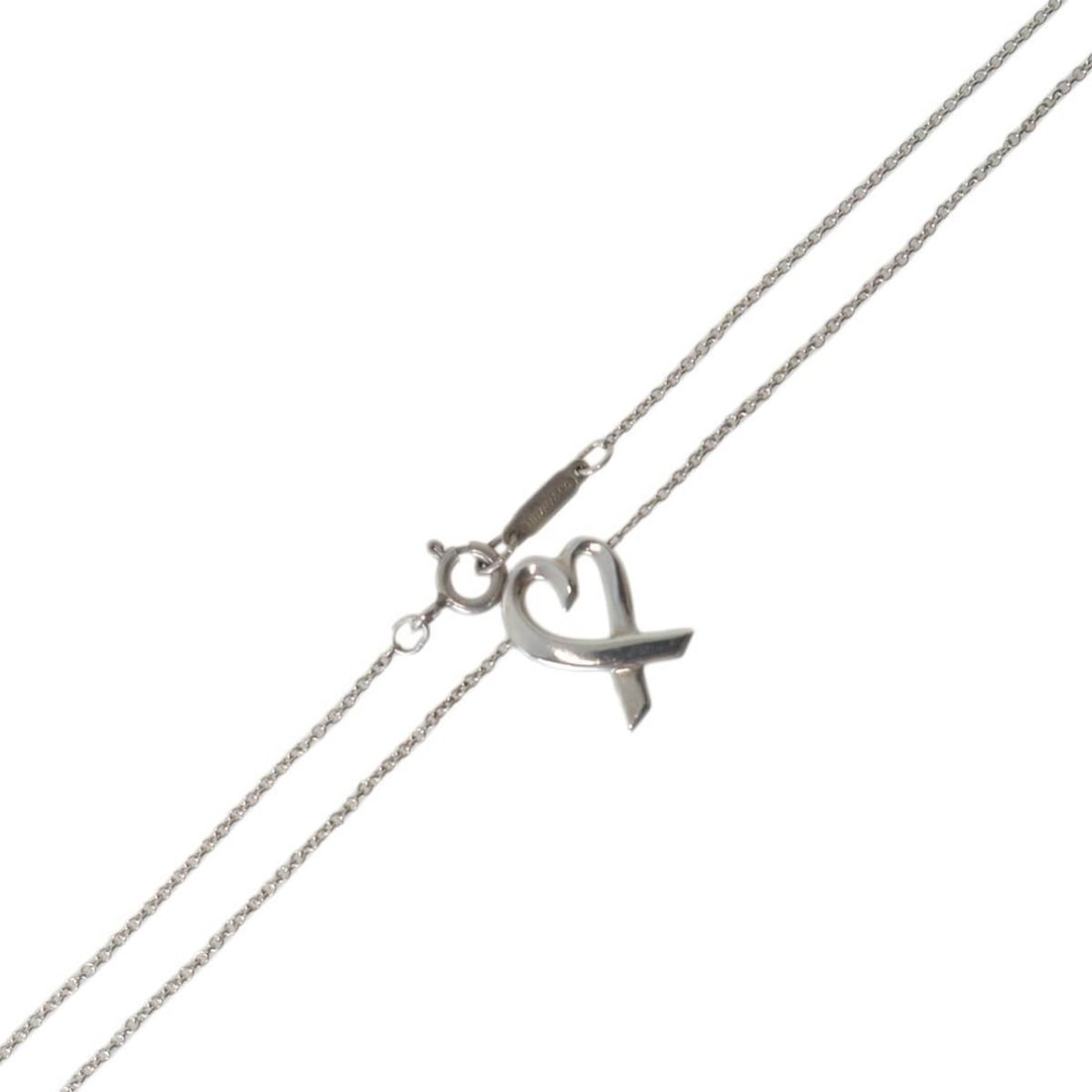 Tiffany & Co. Paloma Picasso Loving Heart Necklace, 925 Silver, 2.1g: --- Catalog ---Category: SizeWeight: 2.1g / 0.07oz.Pendant Size: 14.5mm x 10.1mm / 0.57'' x 0.39''Neck Circumference: 42 cm / 16.53''Category: DesignGender: WomenMaterial: Silver 925Necklace Type: Nec