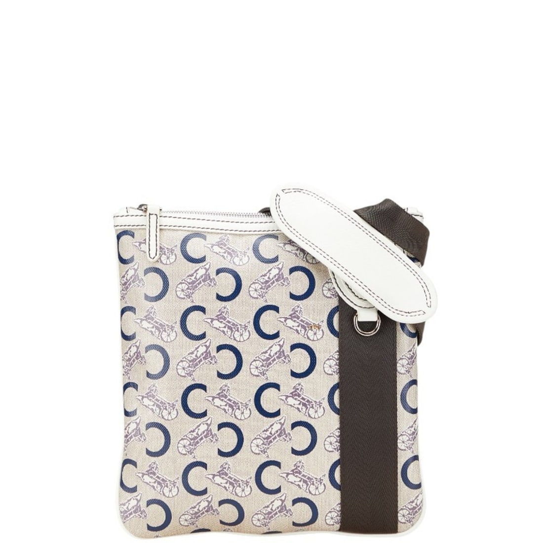 Celine C Macadam Carriage Shoulder Bag in Beige, White, and Blue Leather for Women: --- Catalog ---Category: SizeStrap Drop: 48cm / 18.89''Size (HxWxD): 27cm x 25cm x 1cm / 10.62'' x 9.84'' x 0.39''Category: DesignType: Shoulder bagColor: Beige, Blue, WhiteGender: WomenClosure: Zippe